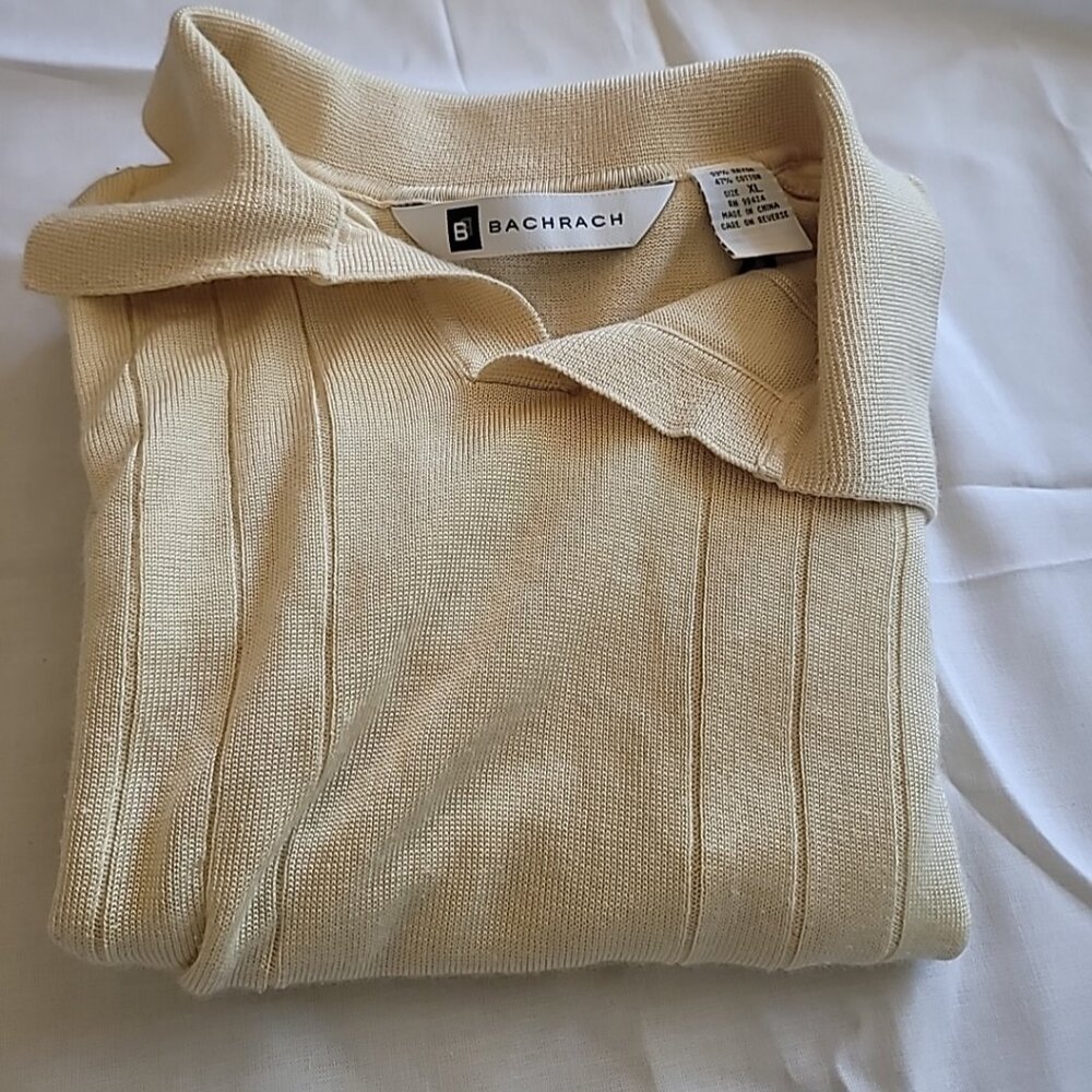 Bachrach Yellow Short Sleeve Shirt XL Rayon Cotton